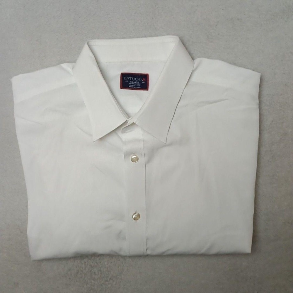 UNTUCKit Shirt Mens XL White Button-Up Long Sleeve Cotton Wrinkle-Free Classic